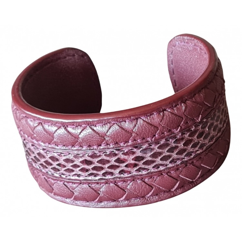 Bottega Veneta Burgundy Intrecciato Leather & Snakeskin Cuff.  New - Never Worn